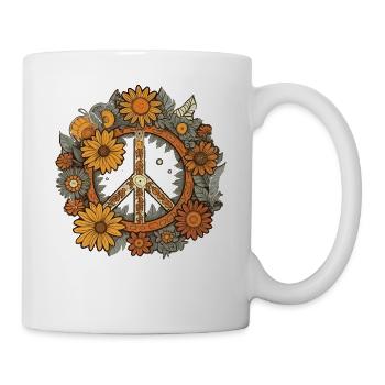 Kostüm Hippie Peace Zeichen - Tasse - Weiß - Rechts