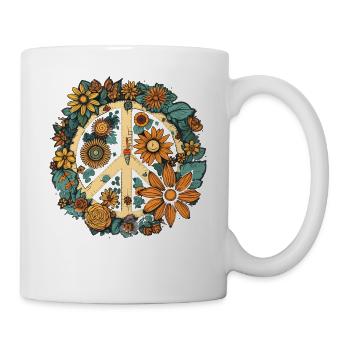 Kostüm Hippie Peace Zeichen - Tasse - Weiß - Rechts