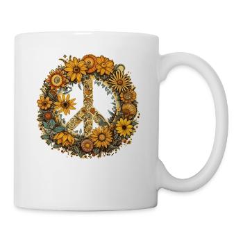 Kostüm Hippie Peace Zeichen - Tasse - Weiß - Rechts