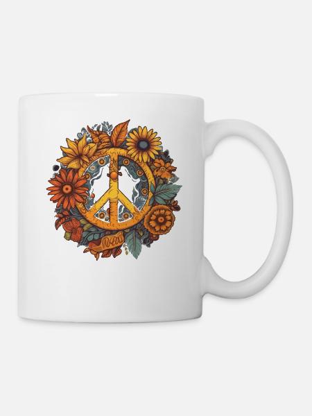 Kostüm Hippie Peace Zeichen - Tasse - Weiß