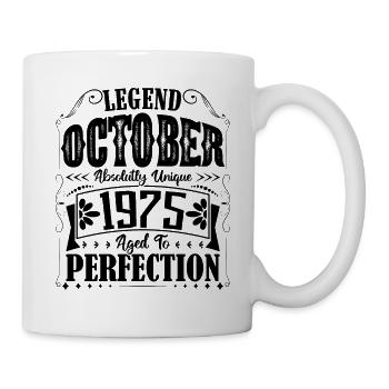 Oktober 1975. Oktober 1975 Geburtstagsgeschenk. - Tasse - Weiß - Rechts