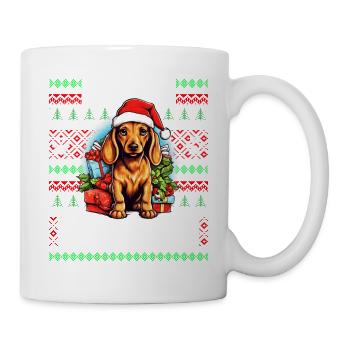 Dog Lover Christmas - Lustiger hässlicher Weihnachtspullover - Tasse - Weiß - Rechts