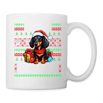 Dackel Hund Lustige Weihnachten Hässlicher Pullover - Tasse - Weiß - Rechts