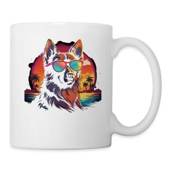 80s 90s Synthwave German German Shepherd - Mug - white - Right