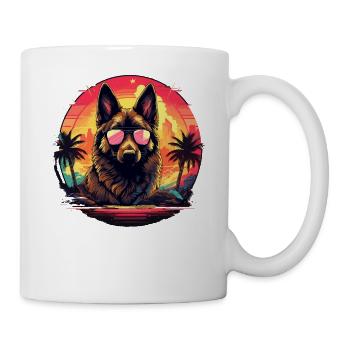80s 90s Synthwave German German Shepherd - Mug - white - Right