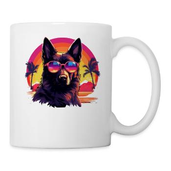 80s 90s Synthwave German German Shepherd - Mug - white - Right