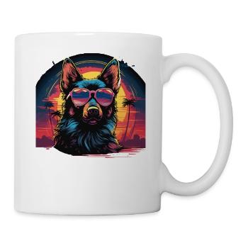 80s 90s Synthwave German German Shepherd - Mug - white - Right