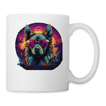 80s 90s Synthwave German German Shepherd - Mug - white - Right