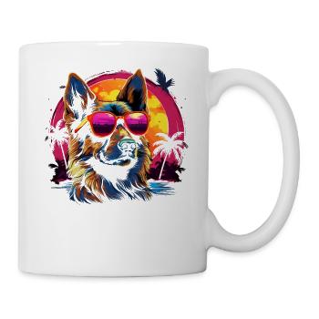 80s 90s Synthwave German German Shepherd - Mug - white - Right