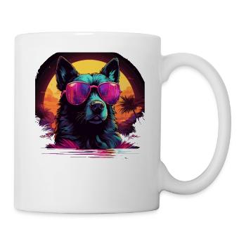 80s 90s Synthwave German German Shepherd - Mug - white - Right