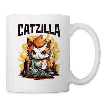 Catzilla Chat Art Japonais Parodie Film Humour - Mug blanc - blanc - Droite