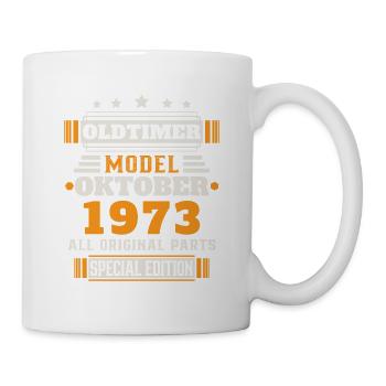 Oldtimer Oktober 1973 Geburtstag Geschenk - Tasse - Weiß - Rechts