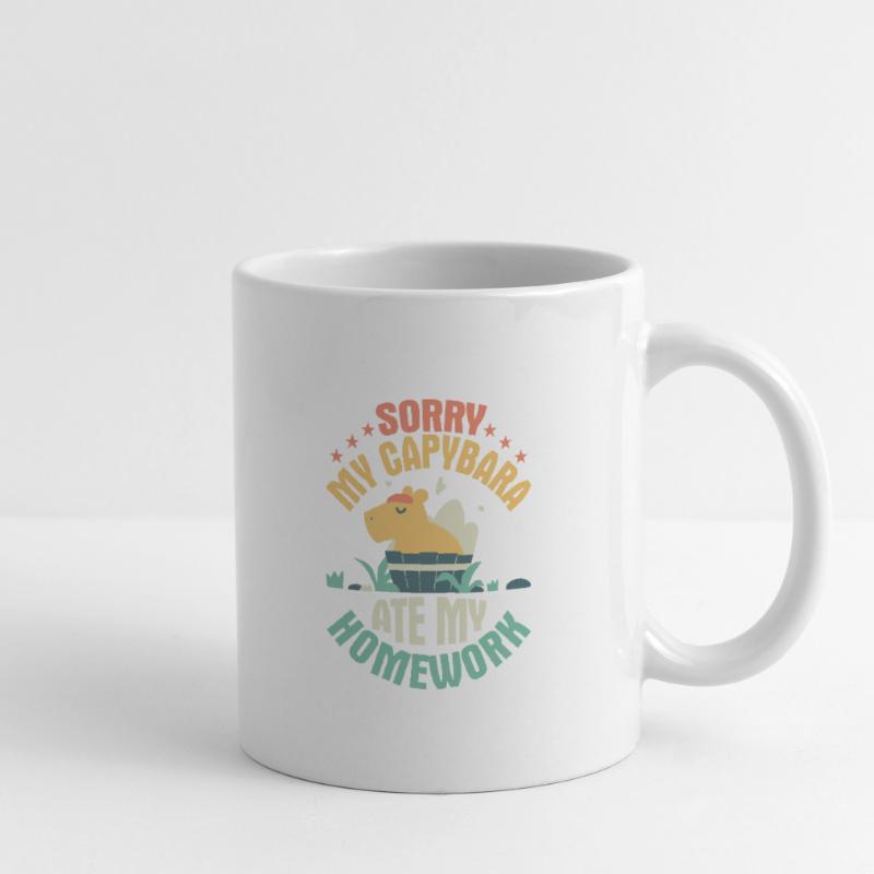 Désolé, mon capybara a mangé mes devoirs Capibara propriétaire Mug blanc