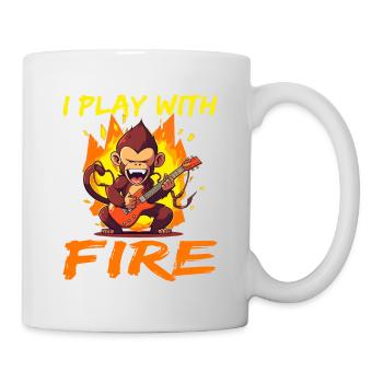 Affe Schimpanse Gitarre I play with Fire - Tasse - Weiß - Rechts