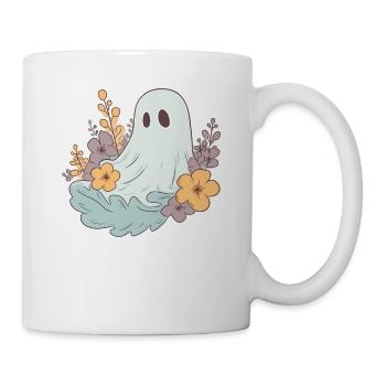 Halloween groovy Geist Hippie Blumen Vintage - Tasse - Weiß - Rechts