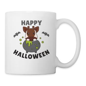 Okapi Happy Halloween Hexenkessel Fledermaus - Tasse - Weiß - Rechts