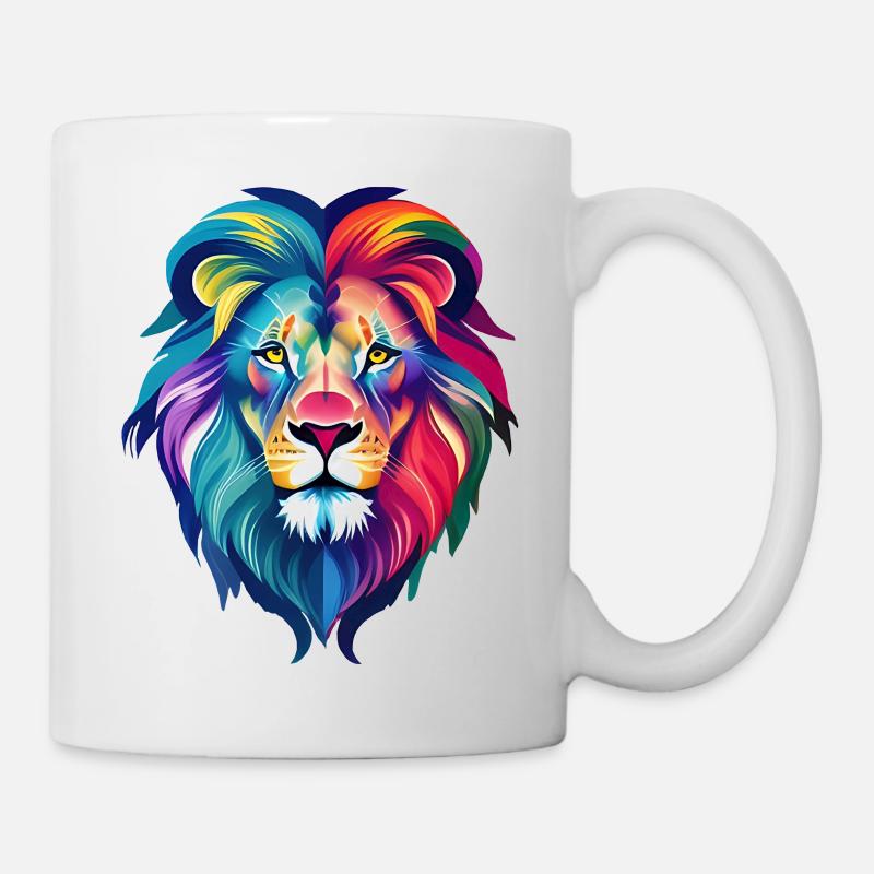 Cooler bunter Löwe - Tasse - Weiß