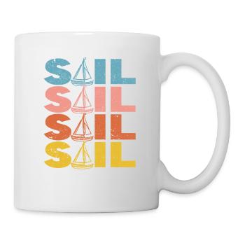 Segel Retro Vintage Segeln Silhouette Segler Boot - Tasse - Weiß - Rechts