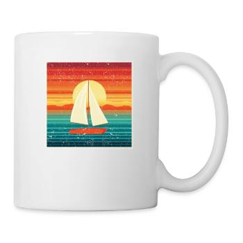 Vintage Sailing Sunset Sailboat Ocean - Mug - white - Right