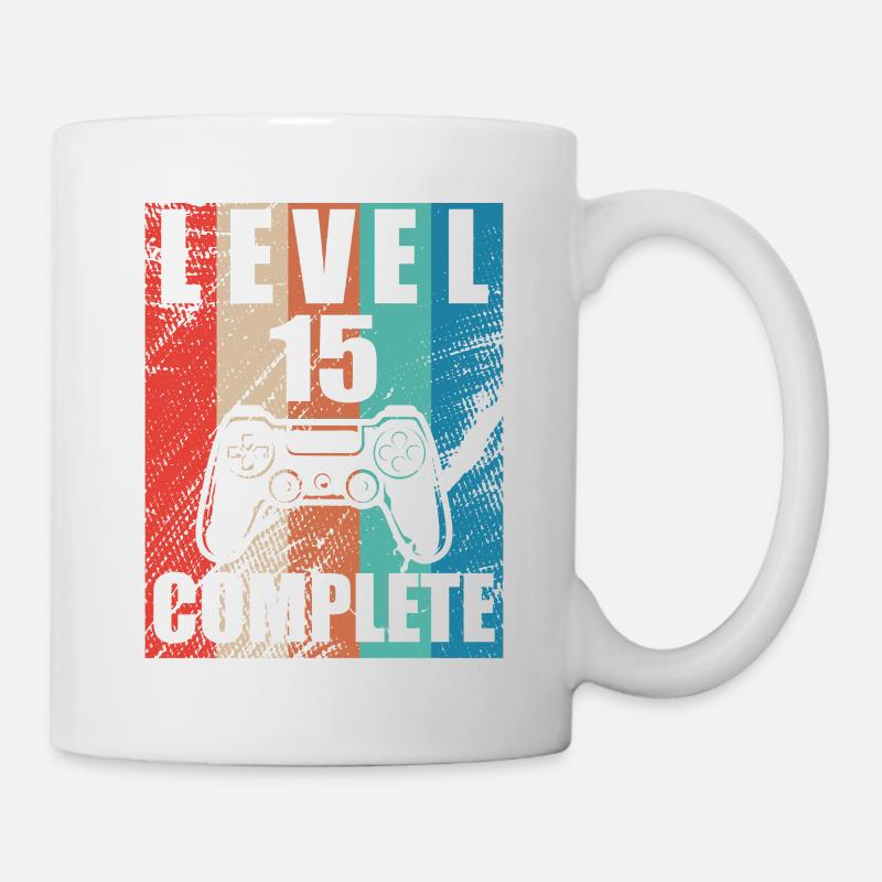 Level 15 abgeschlossen - Tasse - Weiß
