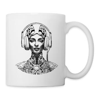 Unique cyborg design on hip-hop t-shirt - Mug - white - Right