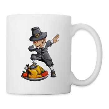 Thanksgiving farm boy makes dabbing turkey - Mug - white - Right