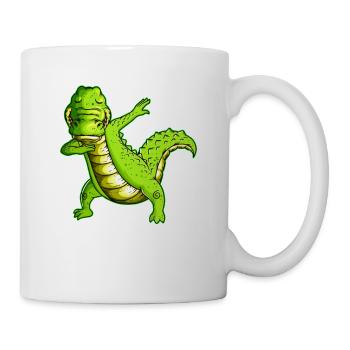 Krokodil Alligator macht Dabbing Tanzen Geburtstag - Tasse - Weiß - Rechts