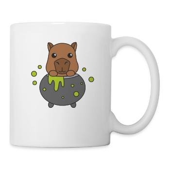 Capybara Happy Halloween Hexenkessel Fledermaus - Tasse - Weiß - Rechts