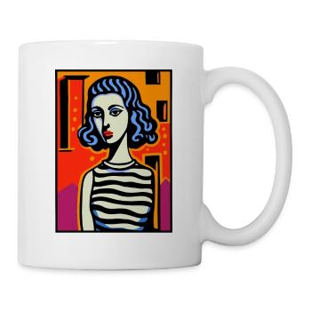 Modern cartoon portrait of a woman - Mug - white - Right