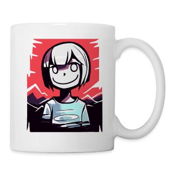 Niedliches Anime-Mädchen lächelt - Tasse - Weiß - Rechts