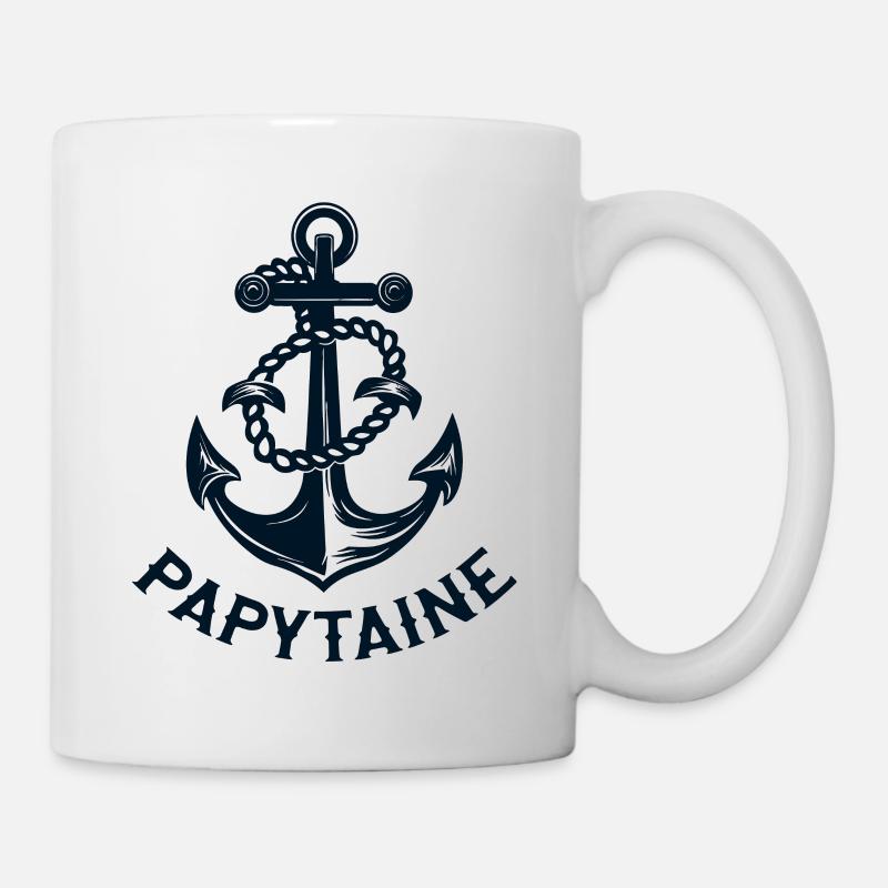 Papytaine Du Navire Papy Capitaine Bateau Marin - Mug blanc - blanc