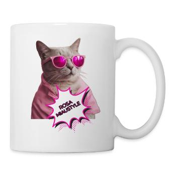 Rosa Miaustyle - Tasse - Weiß - Rechts