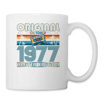 46. Geburtstag Retro Kassette Best of Oktober 1977 - Tasse - Weiß - Rechts