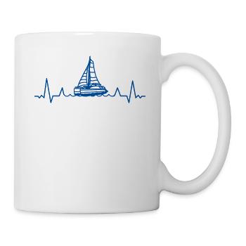 Catamaran voilier voilier voile saillant battement de cœur - Mug blanc - blanc - Droite