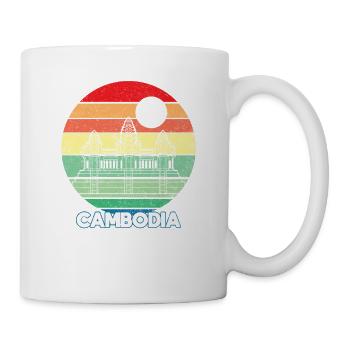 Cambodia Temple Khmer Vintage Palm Trees I Gift - Mug - white - Right