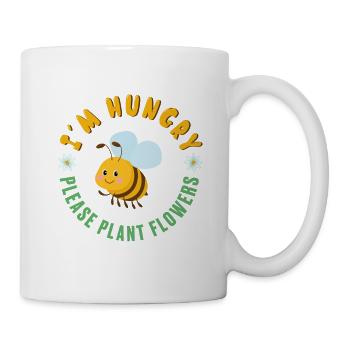 I'm hungry please plant flowers bee environmental protection - Mug - white - Right