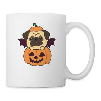 Pug Happy Halloween Pumpkin Bat Costume - Mug - white - Right