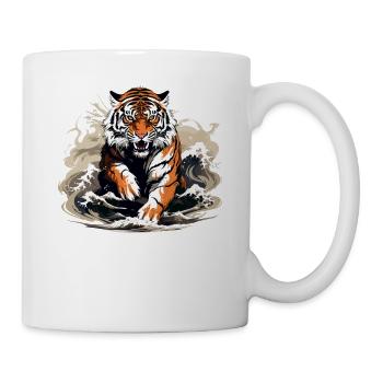 Bengalischer Tiger Japanische Great Wave Kanagawa - Tasse - Weiß - Rechts