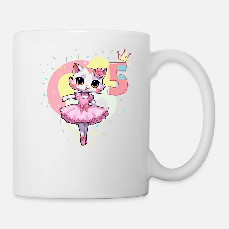 Filles ballerine de ballet chats 5 ans 5. - Mug blanc - blanc