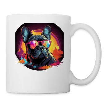 80s 90s Synthwave French Bulldog - Mug - white - Right