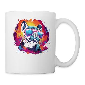 80s 90s Synthwave French Bulldog - Mug - white - Right