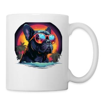 80s 90s Synthwave French Bulldog - Mug - white - Right