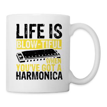 Französische Harfinisten und Harmonikaspieler - Tasse - Weiß - Rechts