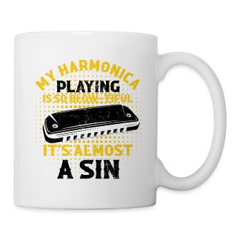 Französische Harfinisten und Harmonikaspieler - Tasse - Weiß - Rechts