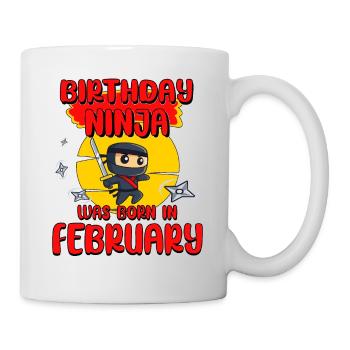 Birthday Ninja February Bday Party Gift For Bday - Mug - white - Right