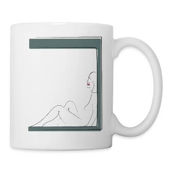 Femme à la fenêtre - Mug blanc - blanc - Droite
