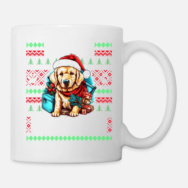 Hässlicher Weihnachtspullover Golden Retriever Hund - Hund - Tasse - Weiß