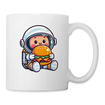 Kawaii astronaut eats a hamburger - Mug - white - Right