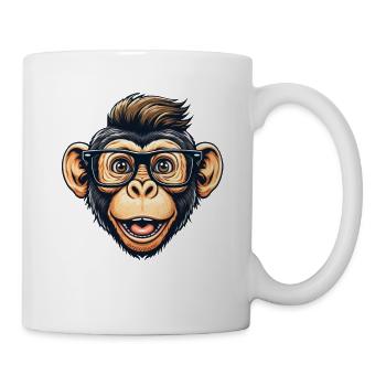 Nerd de chimpanzé avec des lunettes - Mug blanc - blanc - Droite