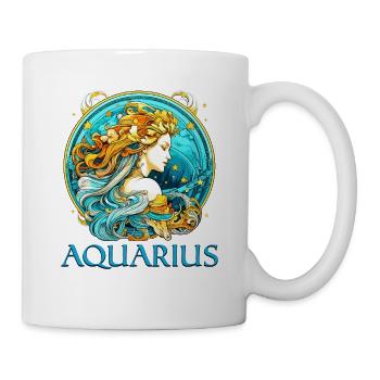 Horoscope Zodiac Graphic - Zodiac Sign Aquarius - Mug - white - Right